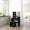 Dressing Table with LED Lights Mirror Vanity Set Makeup Storage 2 Drawers Black