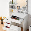 Dressing Table with LED Lights Vanity Makeup Table with 4 Storage Drawer Stool