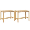 2Pcs 45CM Rustic Backless Stool Chair Rubber Wood Dining Stool Woven Paper Seat
