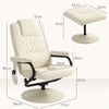 Swivel Recliner Chair and Footstool, Faux Leather Massage Recliner Armchair with