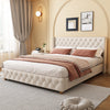 Upholstered Bed Frame 5ft King Size Bed with Button Tufted Headboard & Wing Side
