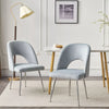Dining Chair Thick Upholstered Kitchen Chair with Metal Legs Light Grey Set of 2
