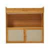 Bamboo Wood Storage Cupboard Cabinet Side Table with Rattan Doors Drawer Shelf