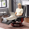 Swivel Recliner Chair with Footrest Wooden Base for Living Room Bedroom, Grey
