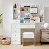 White Dressing Table MDF Makeup Desk Dresser with Slide Mirror 6 Drawers Stool