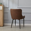 2X Dining Chairs Retro Brown Faux Leather Padded Seat PU With Metal Legs