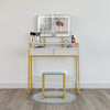 Mondeer LED Dressing Table Vanity Set with Adjustable Light& Mirror Padded Stool