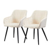 2 x Dining Chairs Set Velvet Padded Seat Metal Legs Kitchen Armchair Home Office