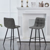 Pair of Bar Stools Grey Square Padded Seat Metal Legs Breakfast Stools Modern