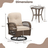 3 Piece Patio Swivel Rocker Set 2 Outdoor Wicker Rocking Chairs Brown