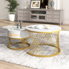 Set of 2 Round Nesting Coffee Table Side Table with 1 Drawer for Living Room