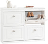 Slim White Shoe Rack Cabinet with 4 Flip Drawers – Space Saving 105x24x83cm