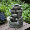 Garden Water Feature Outdoor Solar Power Cascading Water Fountain with LED Light