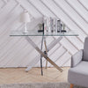 Glass Console Table with Clear Tempered Glass and Chrome Cross Leg Design 120cm