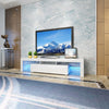 Large 200CM LED TV Stand Cabinet Unit Modern High Gloss Door LED Light White
