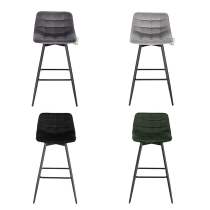 2/4/6x Velvet Padded Bar Stools Breakfast Kitchen Cafe Barstools with Backrest