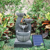 Solar Garden Water Feature Fountain with LED Light Outdoor Cascading Bowls ECO