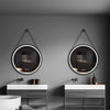 Round Circle LED Light Up Bathroom Wall Mirror with Dimmable Lights Black Strap