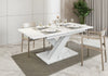 Extendable Table 140-180x80cm Kitchen White Marble Effect