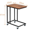 Sofa Side Table C-Shaped Industrial Coffee Snack Table Laptop Stand w/ Wheels