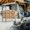 Large Firewood Rack Log Cart With Wheels Firewood Mover for Patio Fireplace Home