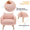 Modern Armchair Teddy Velvet Lounge Chair Accent Chair with Cushion & Wood Legs