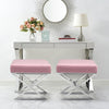 Square Fabric Stool Footstool Pouffe Seat Sofa Side Chair with Chrome Legs Stand