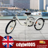 24" Adult Tricycle 6-Speed White 3 Wheel Bicycle Cruise Trike with Basket + Lamp