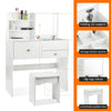 Dressing Table with Drawer Makeup Desk Dresser w/Mirror and Stool Bedroom White
