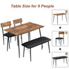 Modern Dining Table and Chairs Bench Set 4 Padded Seats Metal Frame Kitchen Home
