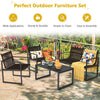 4PCS Garden Patio Table and Chair Set Outdoor Conversation Furniture Metal Frame