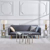 Pair of Round Clear Tempered Glass Sofa Side End Table Bedside Table w/ Storage
