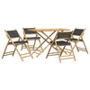 5 Piece Folding Bistro set with Dark Grey Cushions Bamboo W6F4