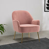 Velvet Accent Chair Wing Back Tub Armchair Occasional Lounge Sofa Metal Legs UK