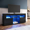 120cm High Gloss TV Table Stand Entertainment Cabinet Black Unit with LED Light
