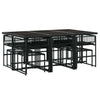 11 Piece Garden Dining Set Black Poly Rattan D0L4