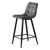 2 pcs Modern Grey Breakfast Bar Stools Velvet Padded Seat Metal Legs Kitchen Pub