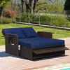 2 IN 1 Patio Rattan Daybed Set Wicker Loveseat Sofa Sun Bed Lounger