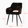2Pcs Dining Chair Velvet Chair Diamond Seat with Metal Leg Dining Room Black