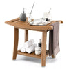 Corner Shower Bench Stool Bathroom Seat 2-Tier Storage Shelf Bathroom Foot Rest