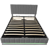Ottoman Bed Frame Grey PU Upholstered Gas Lift Up Bed 4ft6 Double With Storage