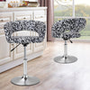 2x Black White Leopard Print Padded Barstools Adjustable Swivel Bar Stool Chair