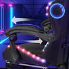 Luxury Black Gaming Chair w/ Bluetooth Speakers, RGB Lighting,Footrest & Ncabcll