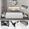 STORAGE UPHOLSTERED BED FRAME 4FT6 DOUBLE WITH USB PORT & LED LIGHT,4 DRAWER