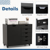 5-Drawer Dresser Chest Rolling Mobile Filing Cabinet Printer Stand-Black