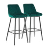 2Pcs Green Bar Stools Velvet Breakfast Pub Chair Kitchen Shape V Design