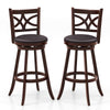 2 Pcs Bar Stools Swivel Counter Height Bar Pub Stools Set w/Cushioned Seat 29"
