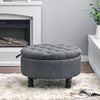 Chesterfield Ottoman Storage Footstool Wooden Coffee Table Linen Pouffe Buttoned