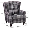 Wingback Armchair Tartan Fabric Single Sofa Lounge Seat Queen Anne Accent Chair