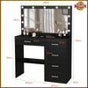 Black Dressing Table with LED Lights, Mirror, Adjustable Brightness, Vanity desk